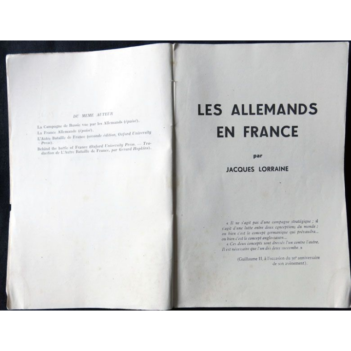 Les Allemands en France écrit par Jacques Lorraine aux éditions du Désert - F016
