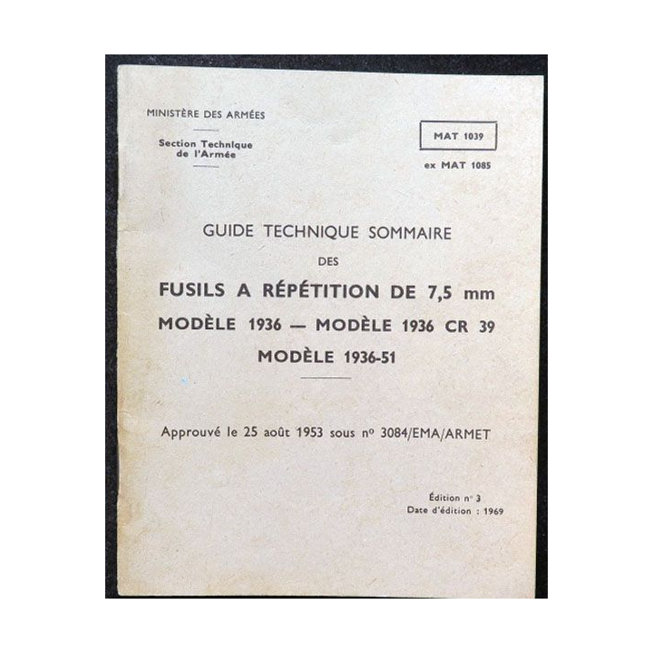 MAT 1039 fusils à répétition 7,5 mm modèle 1936 CR 39 Modèle 1936-51