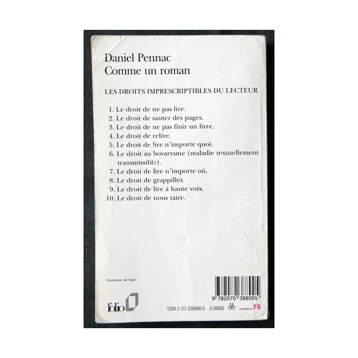 Comme un roman écrit par Daniel Pennac aux éditions Folio - F016