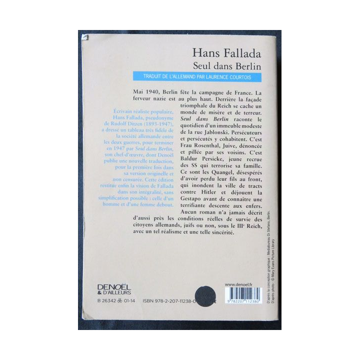 Seul dans Berlin écrit par Hans Fallada aux éditions Denoël & d'Ailleurs - F016