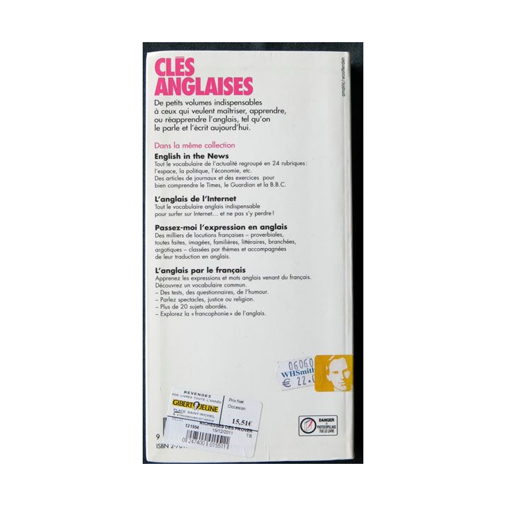 Richesses des proverbes anglais écrit par Pascal Bacro aux éditions Belin - F016