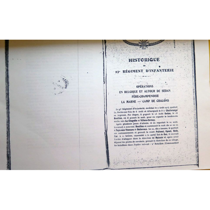 93° RI : Historique photocopié du 93°RI 32 doubles pages