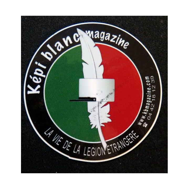 Autocollant Képi blanc magazine diamètre 9 cm