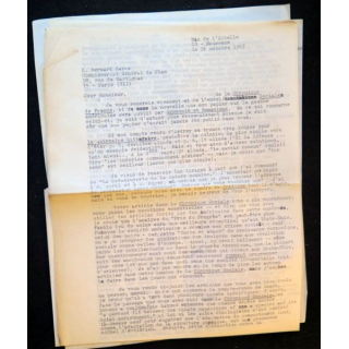 Trois lettres de Roger Masters adressées au Commissaire général du Plan