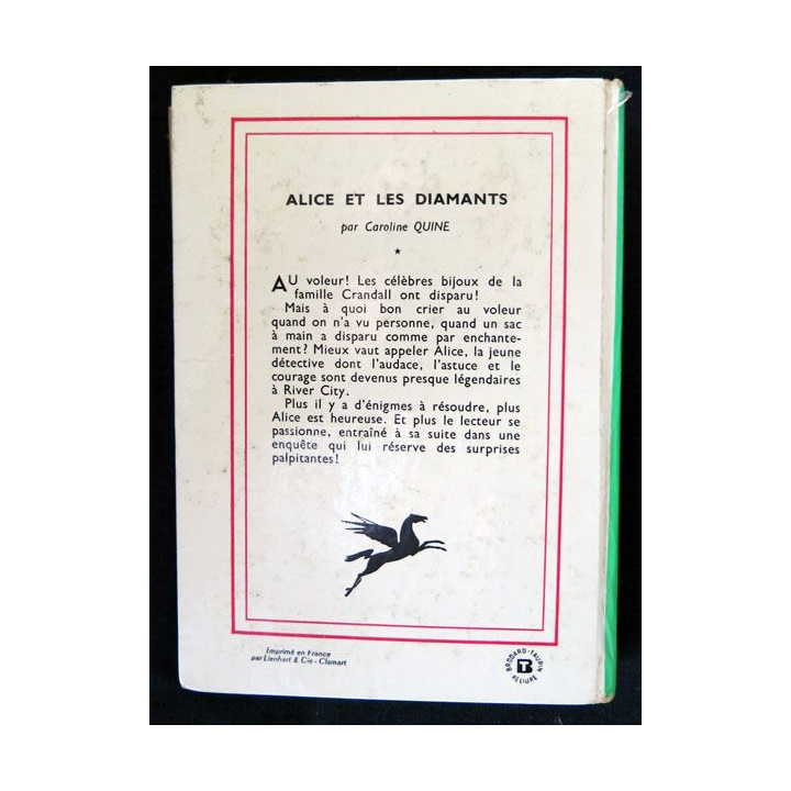 Alice et les diamants écrit par Caroline Quine aux éditions Hachette-Bibliothèque Verte - F018