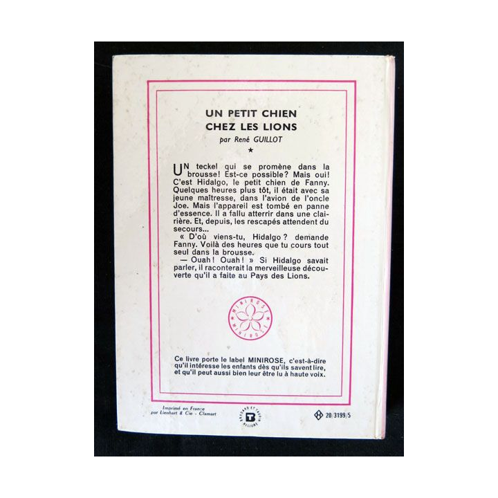 Un petit chien chez les lions écrit par René Guillot aux éditions Hachette-Bibliothèque Rose - F018