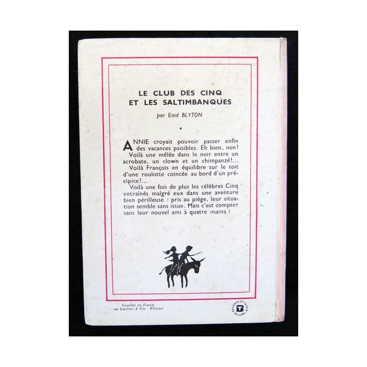 Le club des cinq et les saltimbanques écrit par Enid Blyton aux éditions Hachette-Bibliothèque Rose - F018