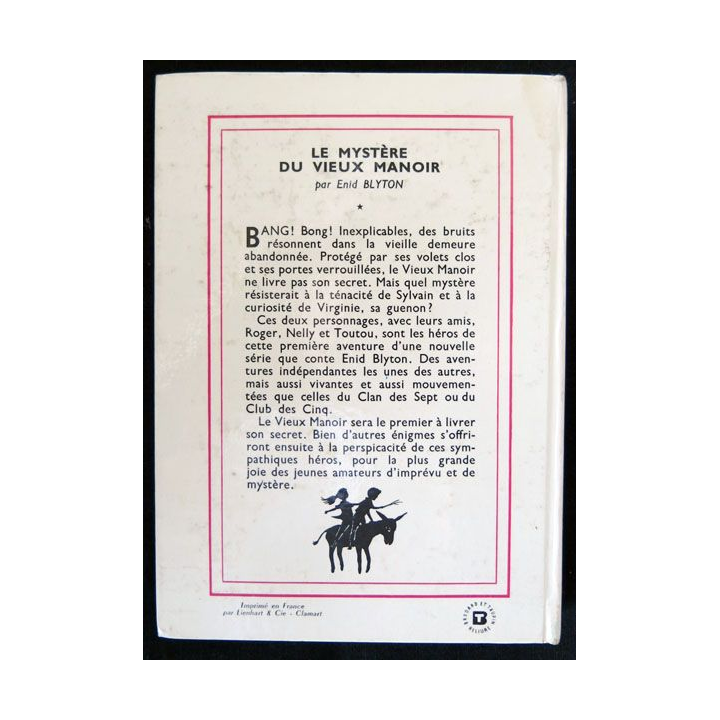 Le mystère du vieux manoir écrit par Enid Blyton aux éditions Hachette-Bibliothèque Rose - F018