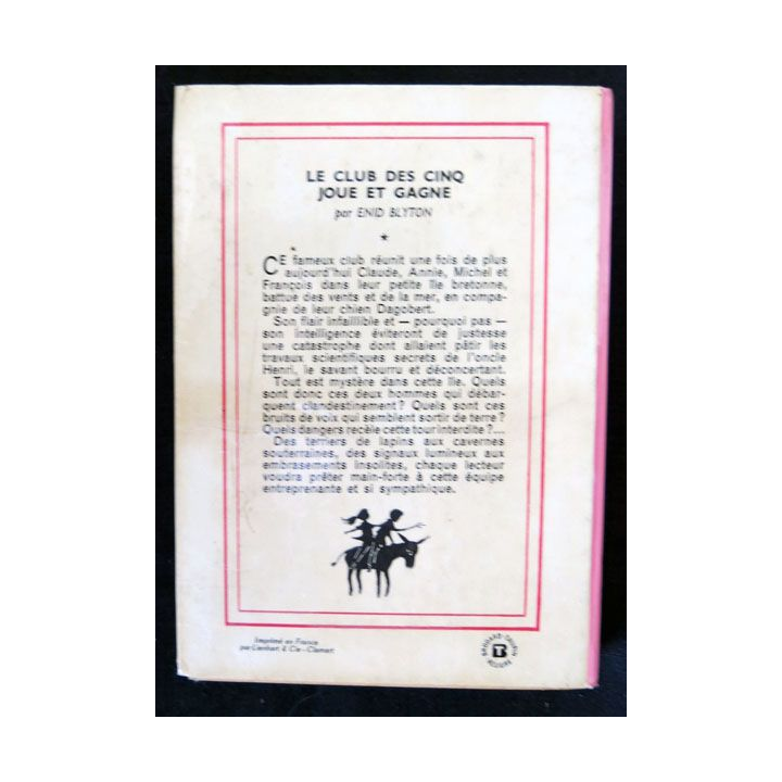 Le club des cinq joue et gagne écrit par Enid Blyton aux éditions Hachette-Bibliothèque Rose - F018