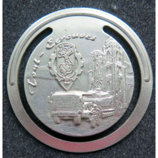 516° RT : marque page du 516° régiment du Train en métal argenté