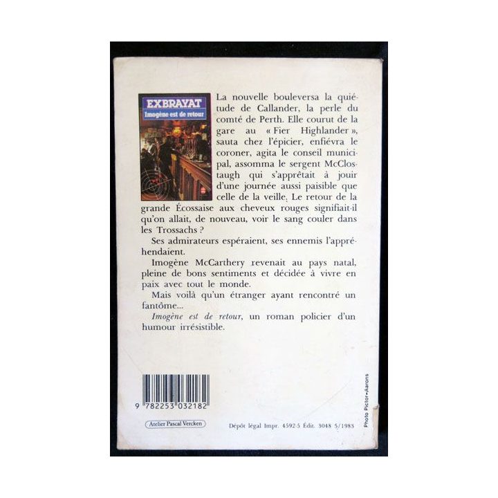 Imogène est de retour écrit par Exbrayat aux éditions Librairie des Champs-Elysées - F019