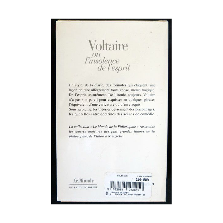 Voltaire Lettres philosophiques traité sur la tolérance derniers écrits sur Dieu aux éditions  Flammarion - F019