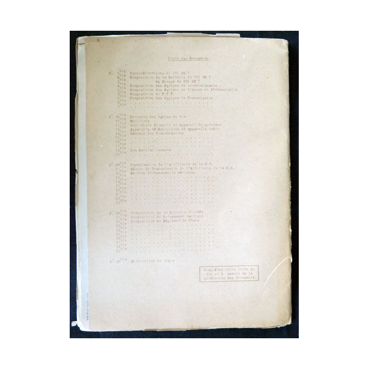 Cours de perfectionnement par correspondance 105 HM 7 par l'Ecole d'Application de l'Artillerie - F020