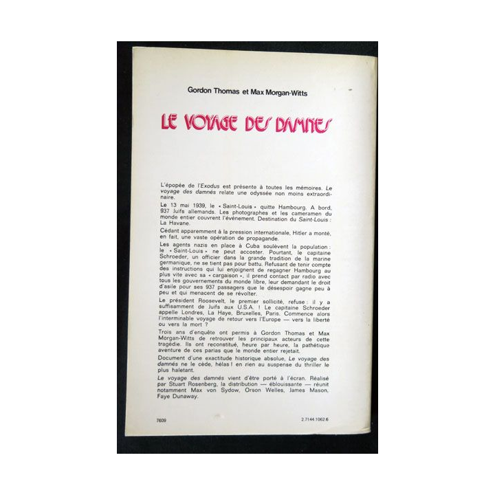 Le voyage des damnés écrit par Gordon Thomas et Max Morgan-Witts aux éditions Pierre Belfond - F020