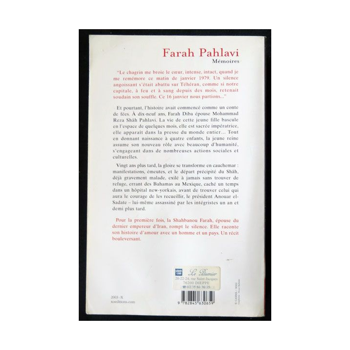 Mémoires écrit par Farah Pahlavi aux éditions XO Editions - F020