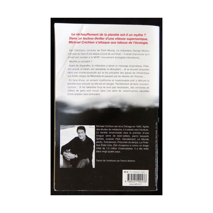 Etat d'urgence écrit par Michael Crichton aux éditions Robert Laffont - F020