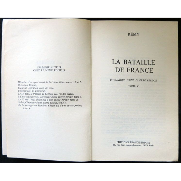 Chronique d'une guerre perdue - Tome 5 - La bataille de France écrit par Remy aux éditions France-Empire - F023