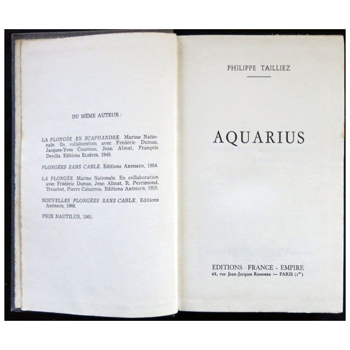 Aquarius écrit par Philippe Tailliez aux éditions  France-Empire - F024