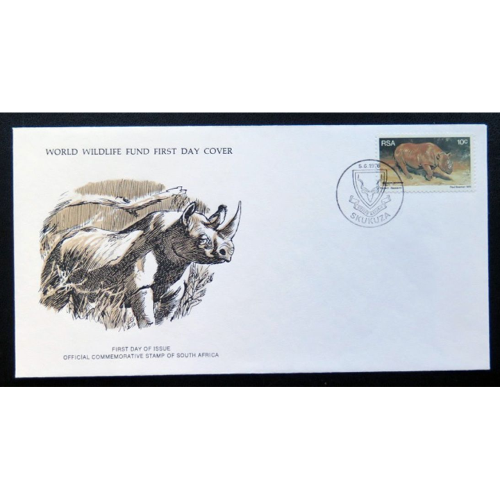 enveloppe 1° jour Fonds mondial nature n° 10 le rhinocéros noir d'Afrique
