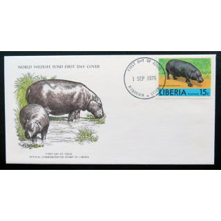 enveloppe 1° jour Fonds mondial nature n° 27 l'hippopotame nain
