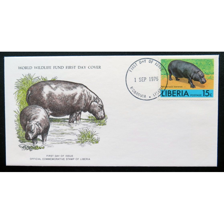 enveloppe 1° jour Fonds mondial nature n° 27 l'hippopotame nain