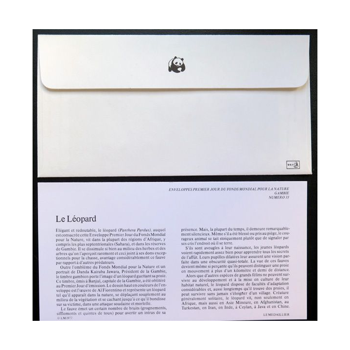 enveloppe 1° jour Fonds mondial nature n° 33 le léopard