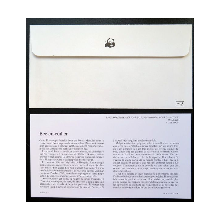 enveloppe 1° jour Fonds mondial nature n° 36 bec en cuiller