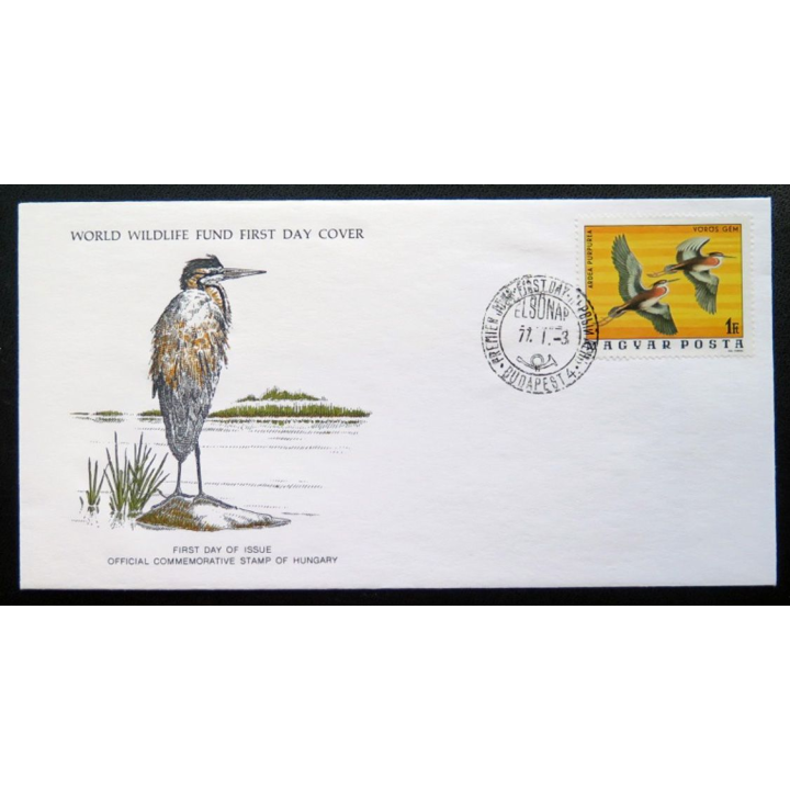 enveloppe 1° jour Fonds mondial nature n° 37 le héron pourpre