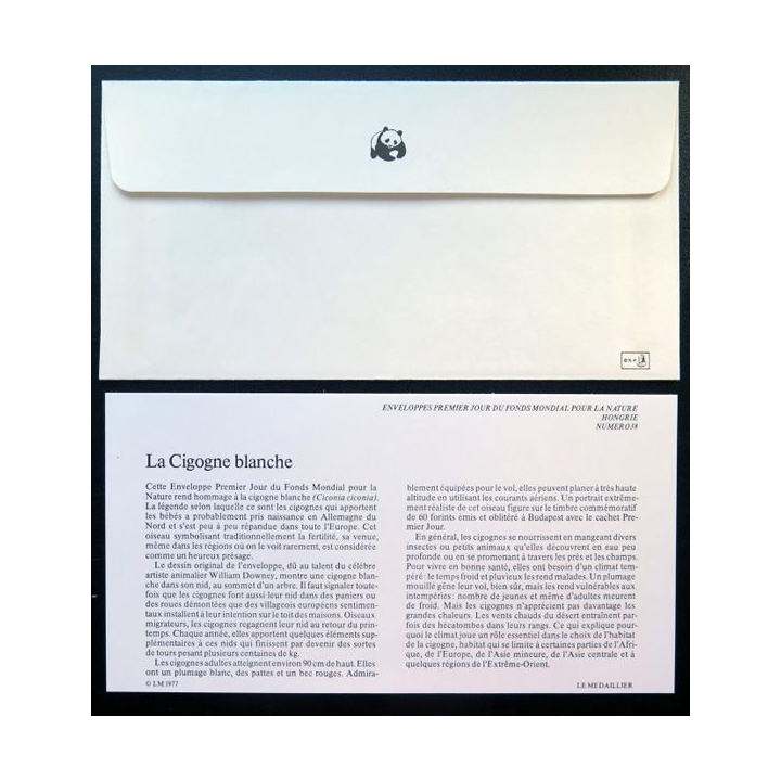enveloppe 1° jour Fonds mondial nature n° 38 la cigogne blanche