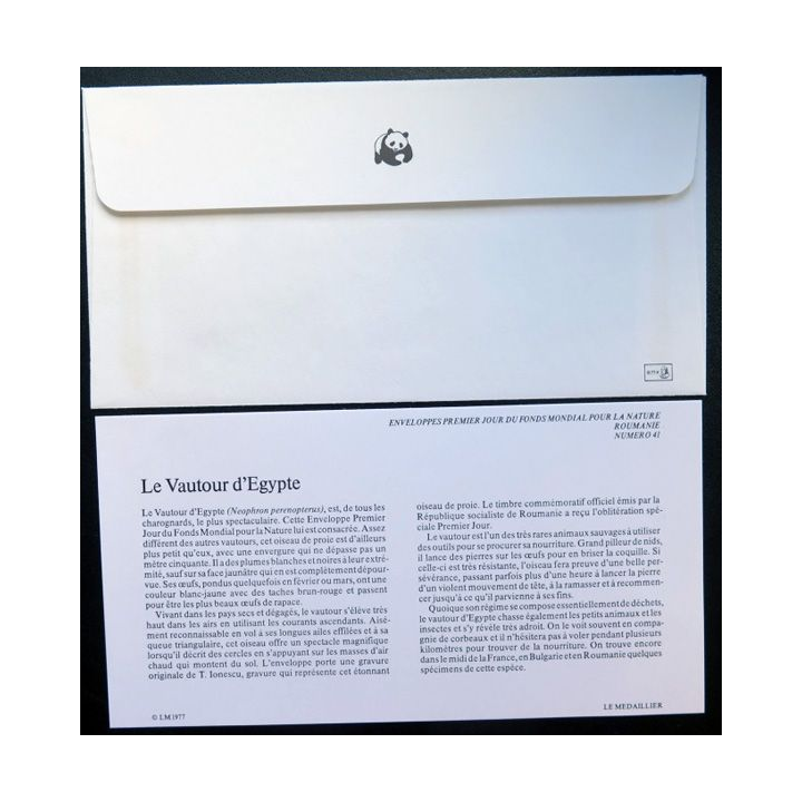 enveloppe 1° jour Fonds mondial nature n° 41 le vautour d'Egypte