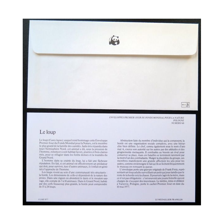 enveloppe 1° jour Fonds mondial nature n° 46 le loup