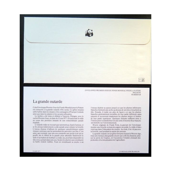 enveloppe 1° jour Fonds mondial nature n° 48 la grande outarde