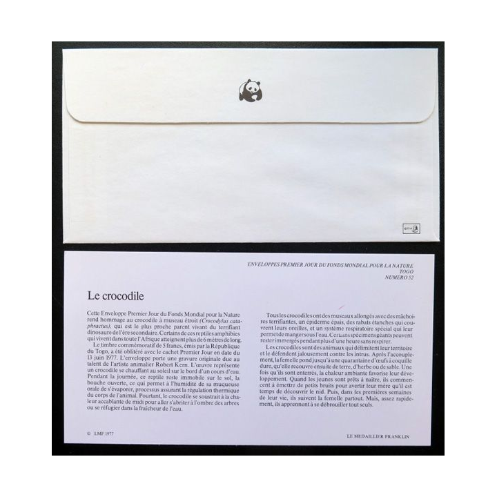 enveloppe 1° jour Fonds mondial nature n° 52 le crocodile