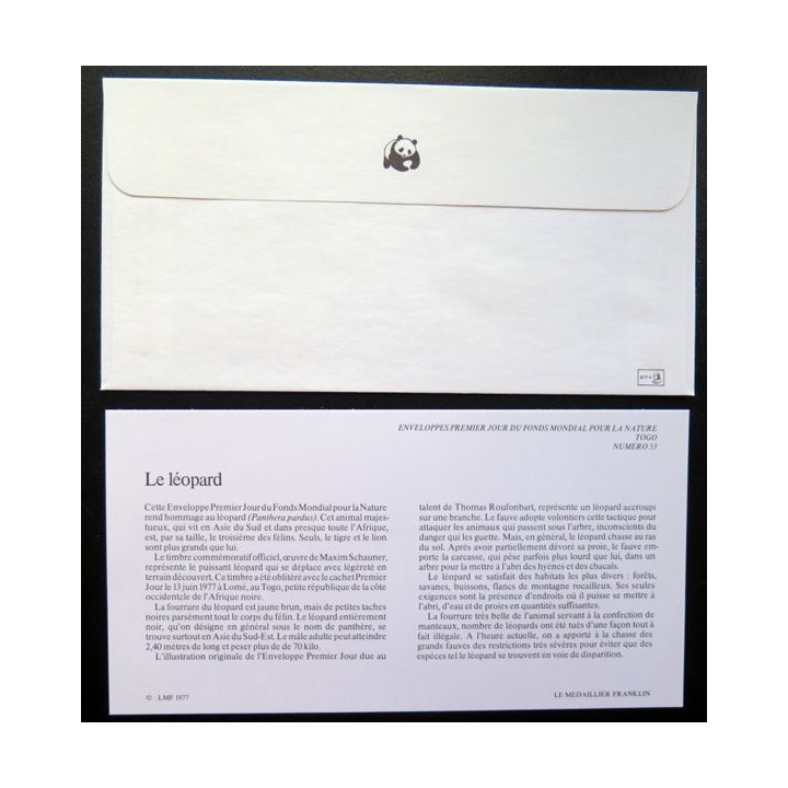 enveloppe 1° jour Fonds mondial nature n° 53 le léopard