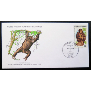 enveloppe 1° jour Fonds mondial nature n° 54 le chimpanzé