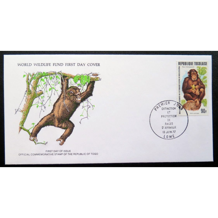 enveloppe 1° jour Fonds mondial nature n° 54 le chimpanzé