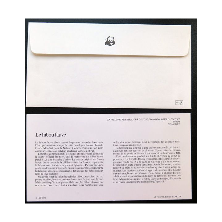 enveloppe 1° jour Fonds mondial nature n° 59 le hibou fauve