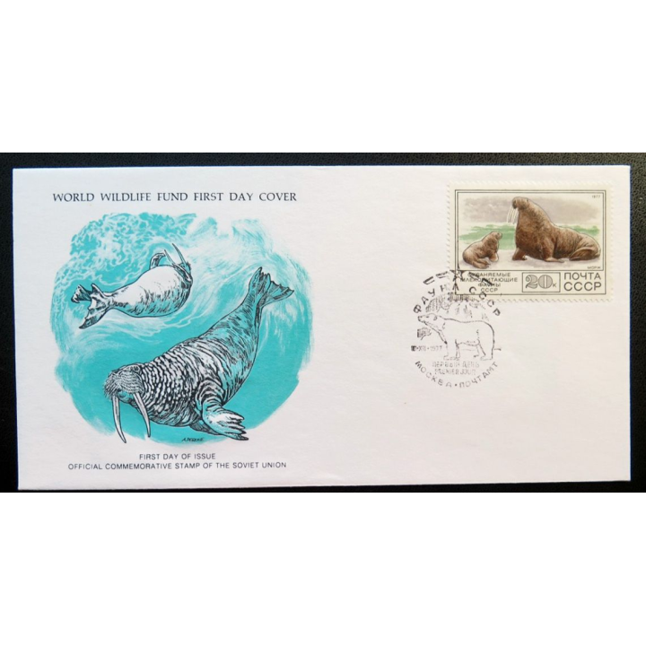 enveloppe 1° jour Fonds mondial nature n° 72 le morse des Laptev