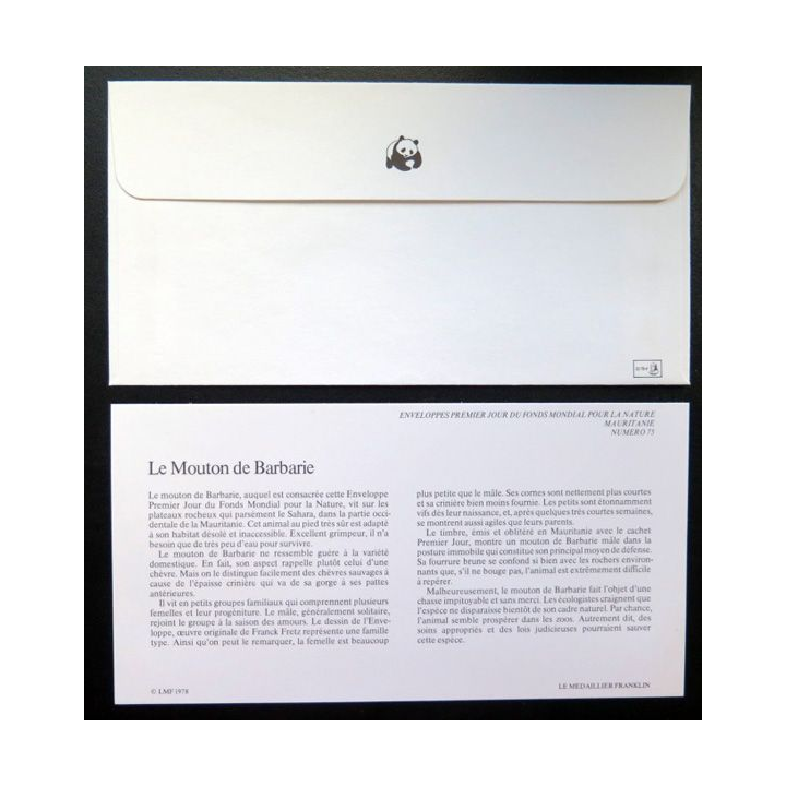 enveloppe 1° jour Fonds mondial nature n° 75 le mouton de Barbarie
