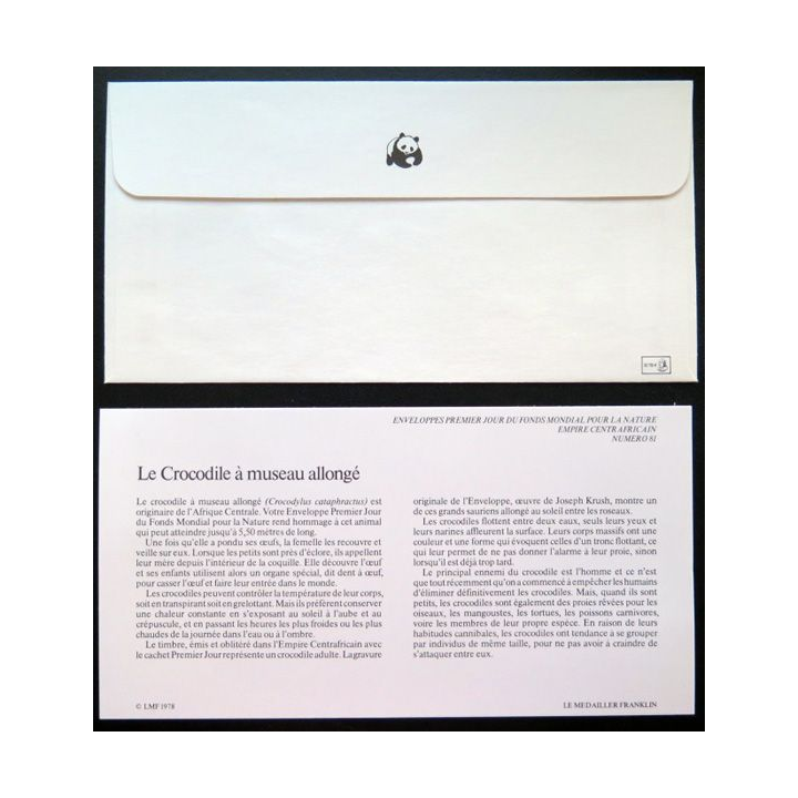 enveloppe 1° jour Fonds mondial nature n° 81 le crocodile à museau allongé