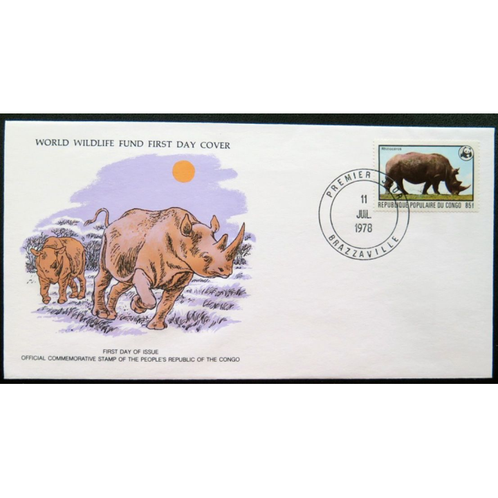 enveloppe 1° jour Fonds mondial nature n° 83 le rhinocéros Camus