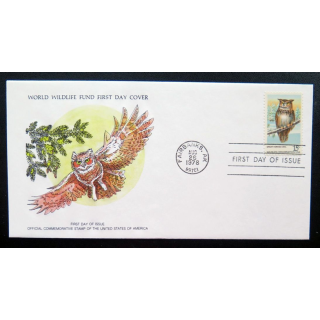enveloppe 1° jour Fonds mondial nature n° 85 le grand hibou à cornes