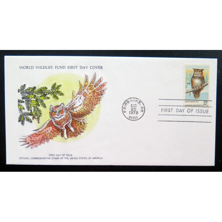 enveloppe 1° jour Fonds mondial nature n° 85 le grand hibou à cornes