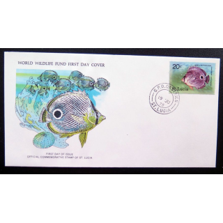 enveloppe 1° jour Fonds mondial nature n° 91 le poisson-papillon à quatre yeux