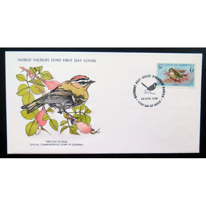 enveloppe 1° jour Fonds mondial nature n° 93 le roitelet à crête rouge