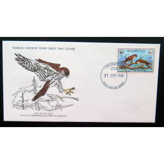 enveloppe 1° jour Fonds mondial nature n° 107 l'émouchet de l'île Maurice