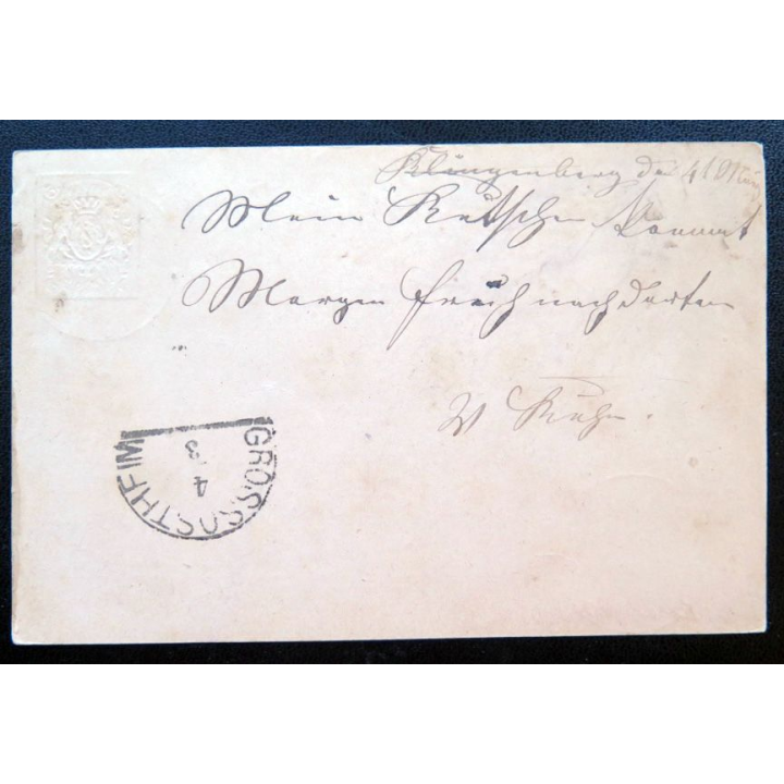 postkarte 4/3 avec timbre embouti Bayern post 5 pfennig vert