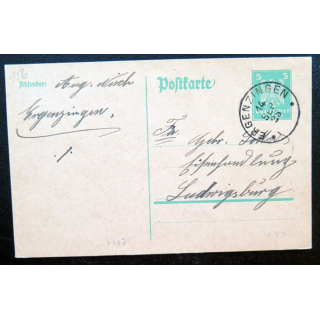 postkarte 14/09/1925 avec timbre embouti deutches Reich 5 pfennig vert