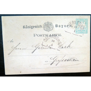 postkarte 10/4 avec timbre embouti Bayern post 5 pfennig vert
