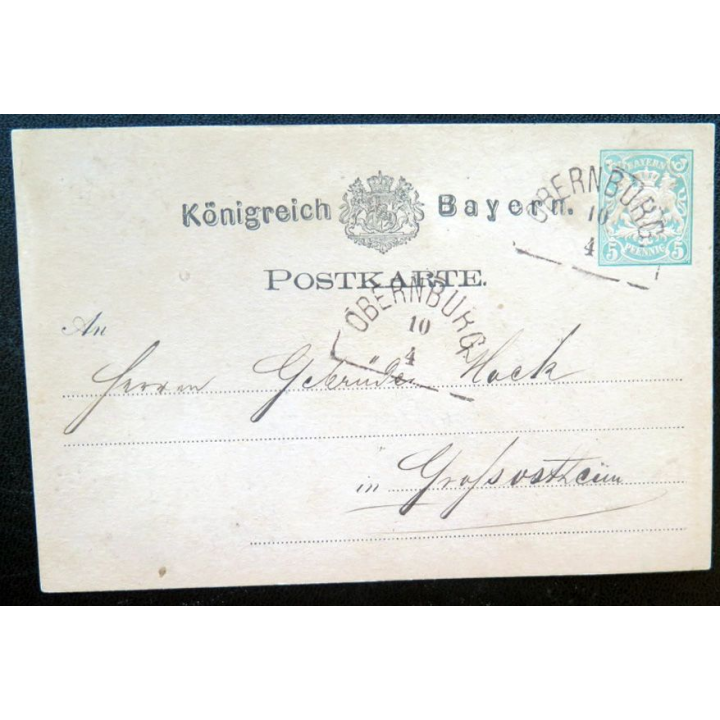 postkarte 10/4 avec timbre embouti Bayern post 5 pfennig vert